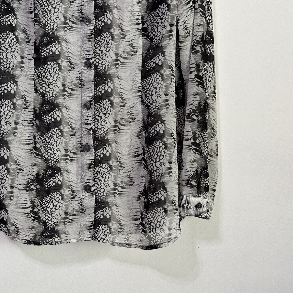 Cabi Blouse S 988 Gray Python Snake Button Front … - image 2